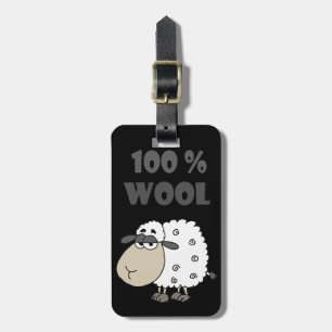 Funny Sheep Cartoon is 100 procent wol Bagagelabel