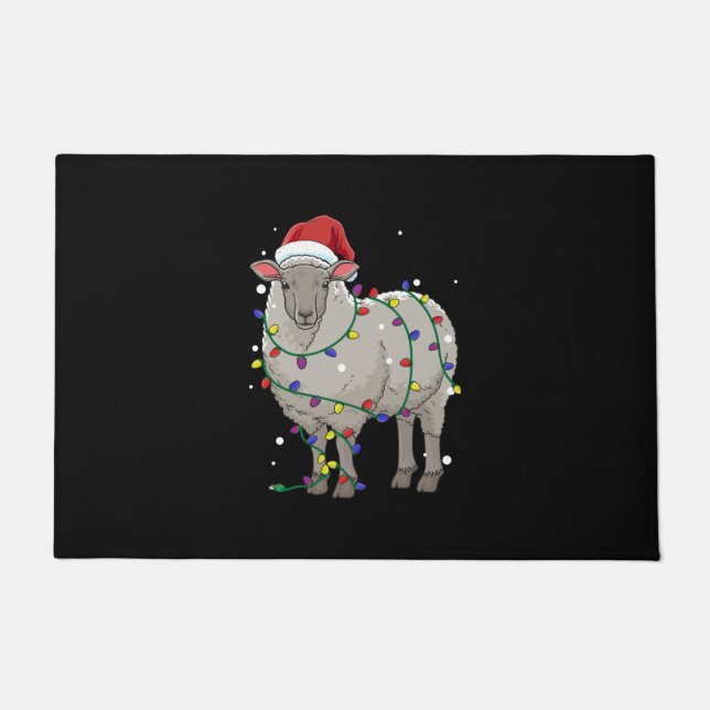 Funny Sheep Kerstmis | Santa Claus Gift Deurmat (Voorkant)
