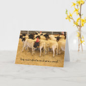 Funny Sheep-verjaardag, "sta op in een menigte" Kaart (Gele Bloem)