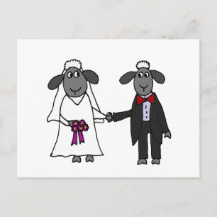 Funny Sheep Wedding Cartoon Briefkaart