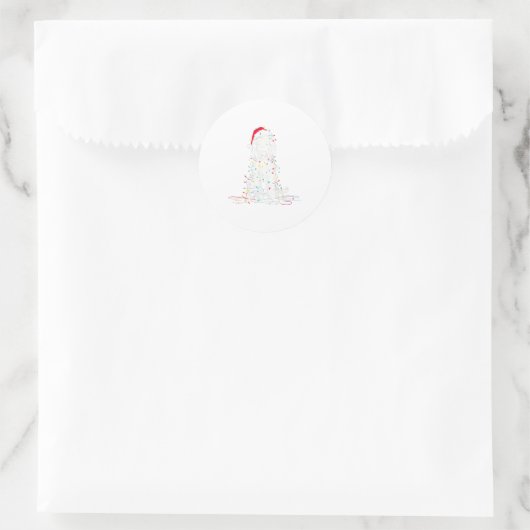 Funny Sheepadoodle Christmas Graphics Dog Lights L Ronde Sticker (Tas)