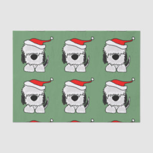 Funny Sheepdog in Santa Hat-kerstpas-papier Tissuepapier