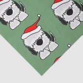 Funny Sheepdog in Santa Hat-kerstpas-papier Tissuepapier (Detail)
