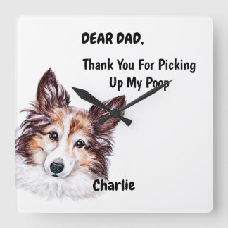 Funny Sheltie Dog Waterverf Canine Art Vierkante Klok