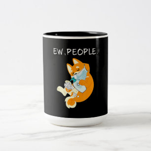 Funny Shiba Inu   Ew People Dog Gift Tweekleurige Koffiemok