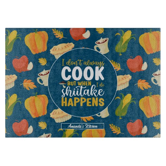 Funny Shiitake Meme Thanksgiving herfst Pattern Snijplank (Voorkant)