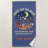 Funny Shoot voor de Moon Fail Cartoon Quote Strandlaken (Voorkant)