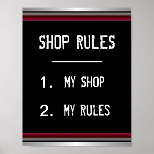 Funny Shop Rules Poster (Voorkant)