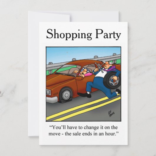Funny Shopping Excursions Invitations Kaart (Voorkant)