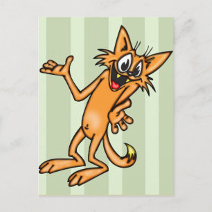 Funny Shrugging Cartoon Cat Briefkaart