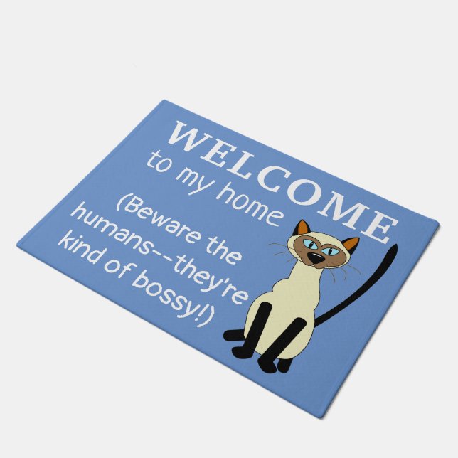 Funny Siamese Cat Welcome Doormat Aangepaste kleur Deurmat (Schuin)