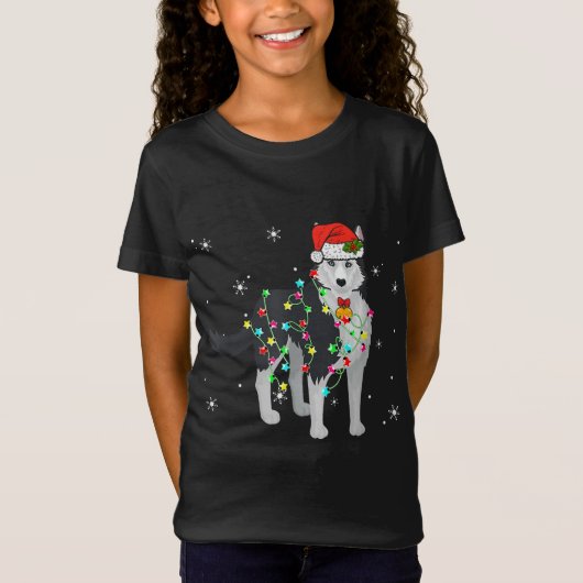 Funny Siberian Husky Dog kerstlampjes Puppy Do T-shirt (Voorkant)