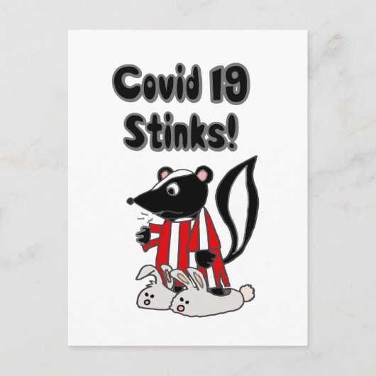 Funny Sick Skunk Covid 19 Stinks Briefkaart (Voorkant)