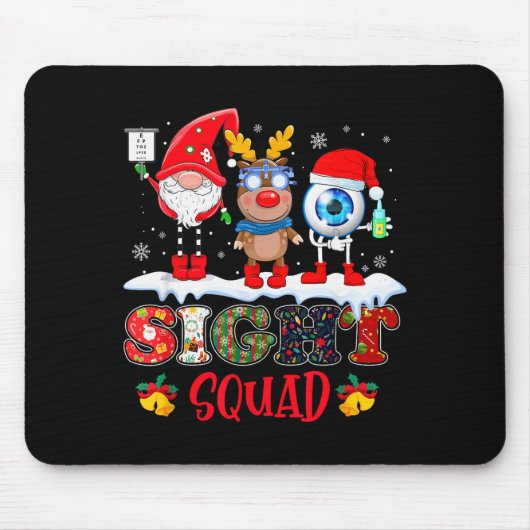 Funny Sight Squad Gnome Reindeer Santa Christmas O Muismat (Voorkant)