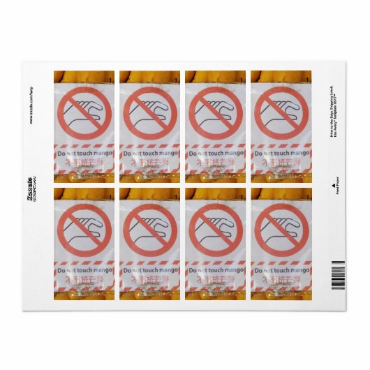 Funny Sign "Niet aanraken mango" Etiket (Full Sheet)