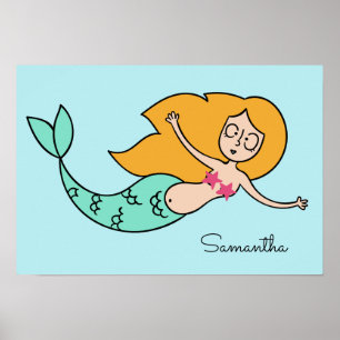 Funny Sirène personnalisé nom et affiche couleur