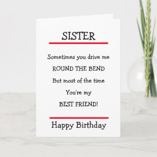 Funny Sister Beste Vriend Verse Verjaardag Kaart