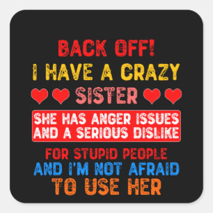 Funny Sister Gezegde Vierkante Sticker