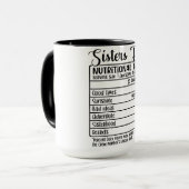 Funny Sisters Trip Nutritional Facts Mok (Voorkant links)