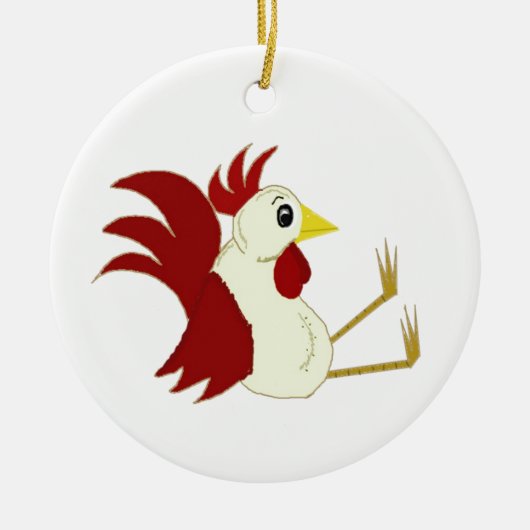 Funny Sitting Rooster Keramisch Ornament (Voorkant)