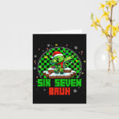 Funny Six Seven 67 Bruh Meme 6 7 Santa Christmas P Kaart (Gele Bloem)
