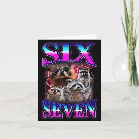 Funny Six Seven 67 Meme 67 Racoon Meme Bootleg Gra Kaart (Voorkant)
