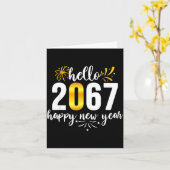 Funny Six Seven 67 Meme Happy New Year  Kaart (Gele Bloem)