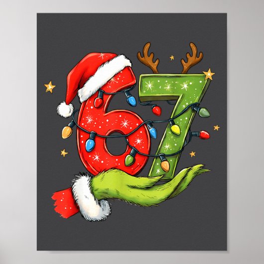Funny Six Seven 67 Meme Santa Christmas Brainrot P Poster (Voorkant)
