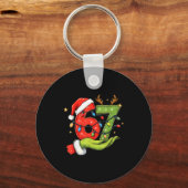 Funny Six Seven 67 Meme Santa Christmas Brainrot P Sleutelhanger (Voorkant)