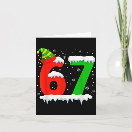 Funny Six Seven 67 Meme Saying 6 7 Elf Christmas T Kaart (Voorkant)