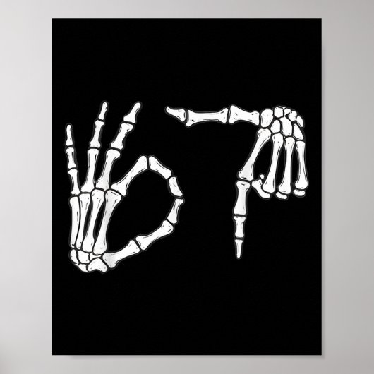 Funny Six Seven 6 7 Meme 67 Skeleton Hand Hallowee Poster (Voorkant)