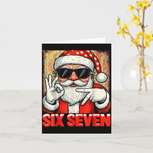 Funny Six Seven Meme Christmas Cool Santa Saying 6 Kaart (Gele Bloem)