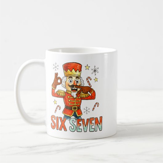 Funny Six Seven Meme Christmas Nutcracker Men Wome Koffiemok (Links)