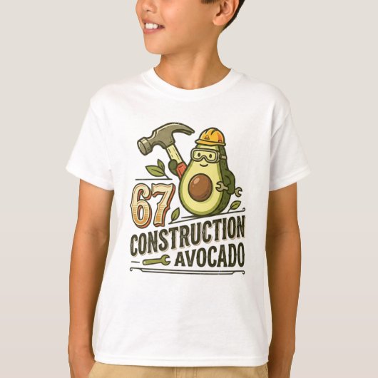 Funny Six Seven Meme Construction Avocado T-shirt (Voorkant)