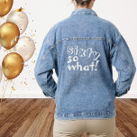 Funny Sixty alors que Citer 60e Anniversaire<br><div class="desc">Funny Sixty alors ce Citation Inspirationnelle 60e Anniversaire Denim Veste. Cette veste est parfaite pour quelqu'un célébrant le 60e anniversaire. Il est livré avec une citation drôle et inspirante 60 alors que dans la typographie blanche moderne, et est idéal pour une personne avec un sens de l'humour. C'est un cadeau...</div>