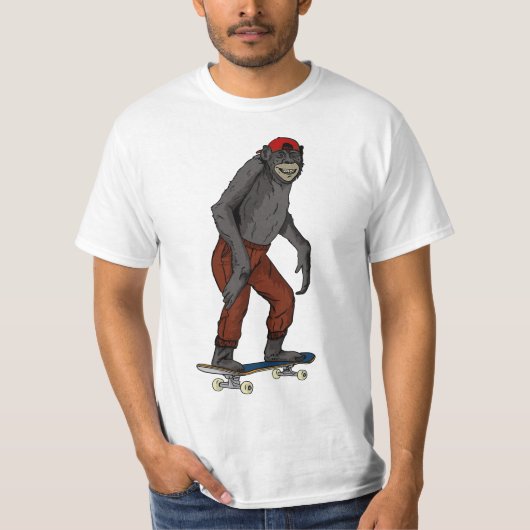 Funny Skateboard Monkey Gift idea 4 Skate & Halfpi T-shirt (Voorkant)