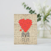 Funny Skelet en rood hart Briefkaart (Staand voorkant)