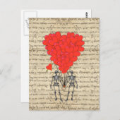 Funny Skelet en rood hart Briefkaart (Voorkant / Achterkant)