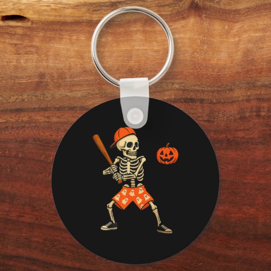 Funny Skeleton Baseball Batting Halloween Costume Sleutelhanger (Voorkant)