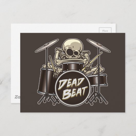 Funny Skeleton Drummer Briefkaart (Voorkant / Achterkant)