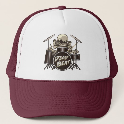Funny Skeleton Drummer Trucker Pet (Voorkant)