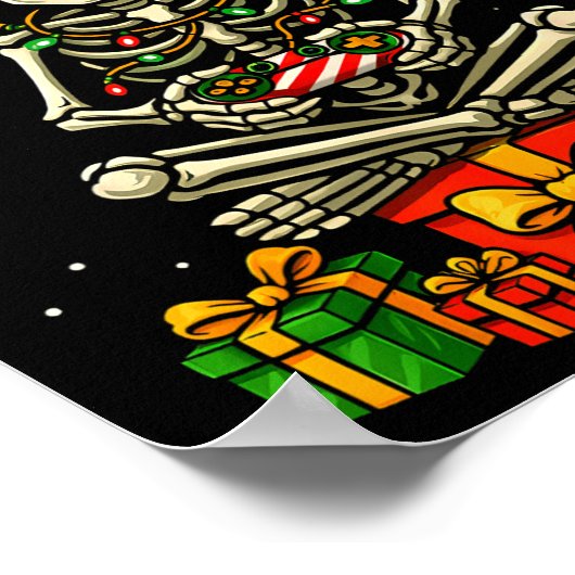 Funny Skeleton Game Controller Xmas Lights Men Wom Poster (Hoek)