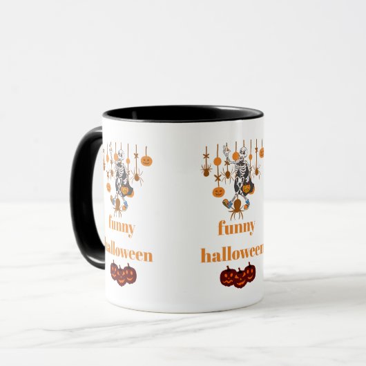 Funny Skeleton Halloween Mok (Voorkant links)