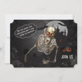 Funny Skeleton Halloween Party Invitation Kaart (Voorkant)