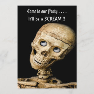 Funny Skeleton Halloween Party Kaart