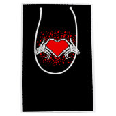 Funny Skeleton Hand Heart Valentijnsdag Medium Cadeauzakje (Voorkant)
