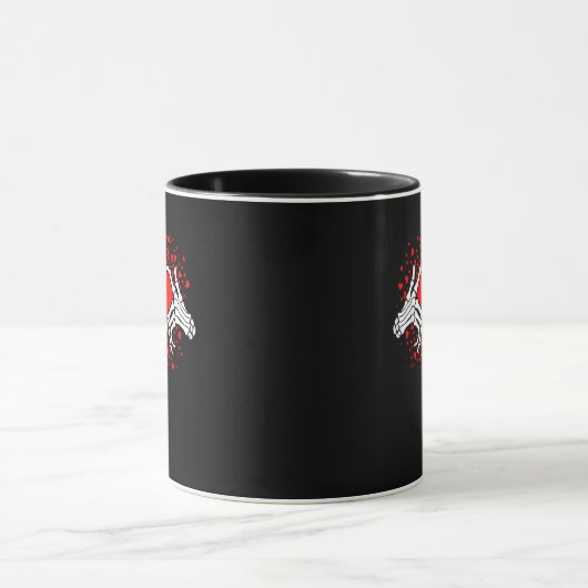 Funny Skeleton Hand Heart Valentijnsdag Mok (Midden)