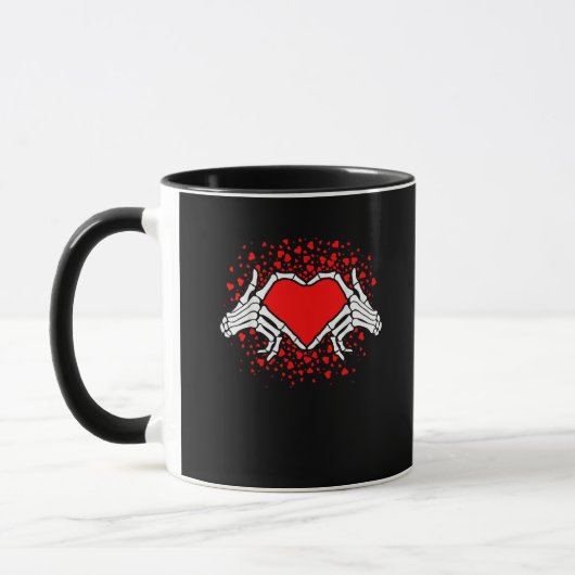 Funny Skeleton Hand Heart Valentijnsdag Mok (Links)