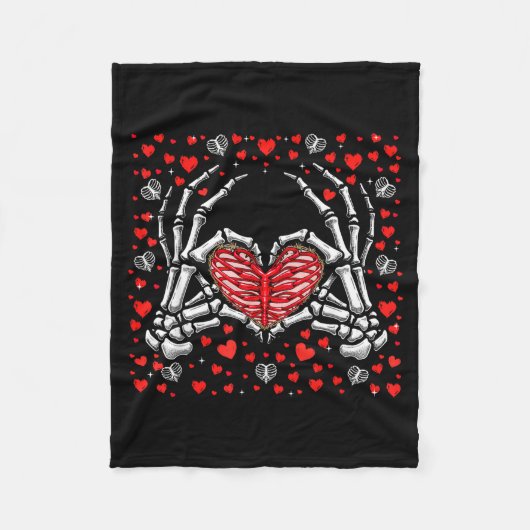 Funny Skeleton Hand Heart Valentines Day Bones Lov Fleece Deken (Voorkant)