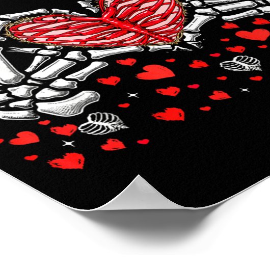 Funny Skeleton Hand Heart Valentines Day Bones Lov Poster (Hoek)